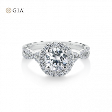 Classic Halo with Entwined Band Solitaire
