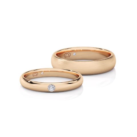 Satin Dome and Shiny Dome Couple Rings
